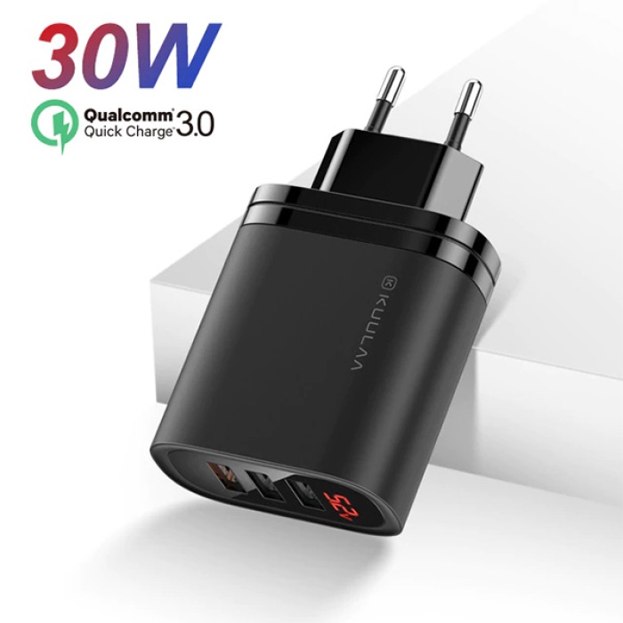 KUULAA Mirror 3 Usb QC3.0+PD 30W Hızlı Şarj Dijital Ekran Şarj Başlık