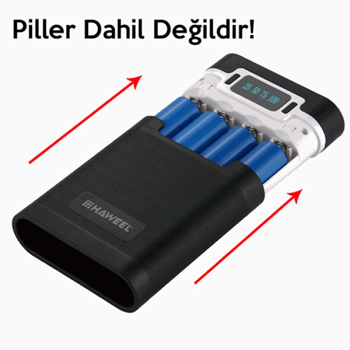 Haweel Diy 4X18650 Dijital Göstergeli Pil powerbank kutusu