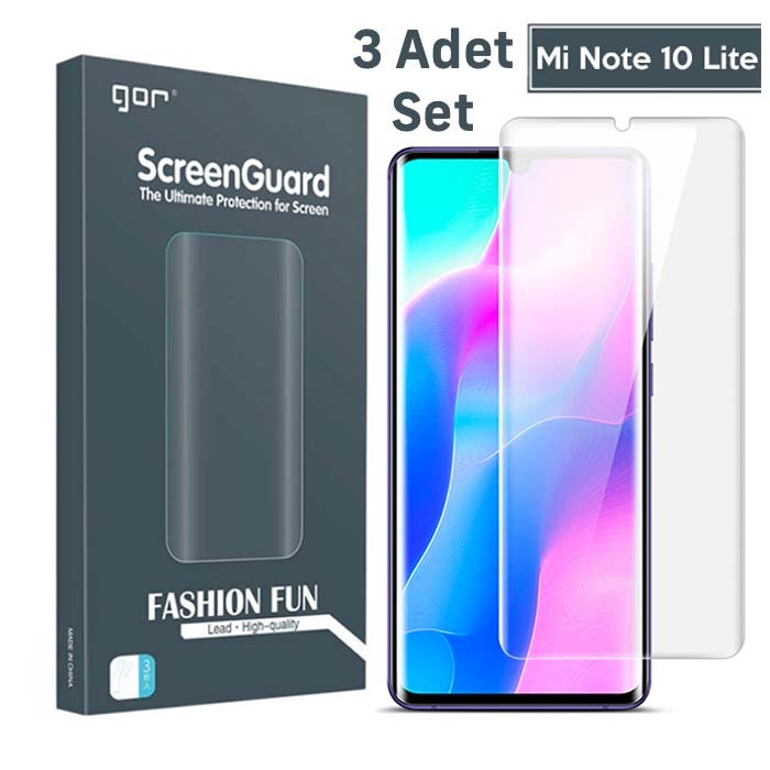 Gor Xiaomi Mi Note 10  Lite 3D Kavisli Darbe Emici Full Ekran Koruyucu 3 Adet Set