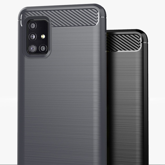 Samsung Galaxy A51 Brushed Carbon Fiber Silikon Kılıf