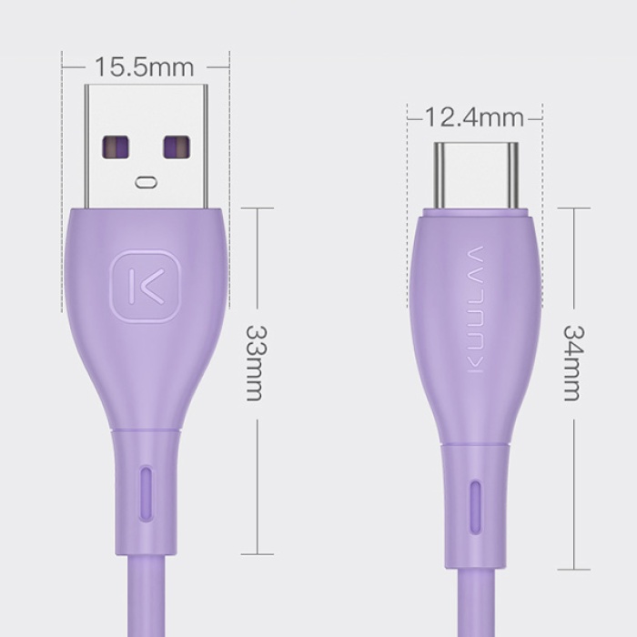 KUULAA Liquid Silicone USB Type C QC3.0 Hızlı Şarj Kablosu 1metre