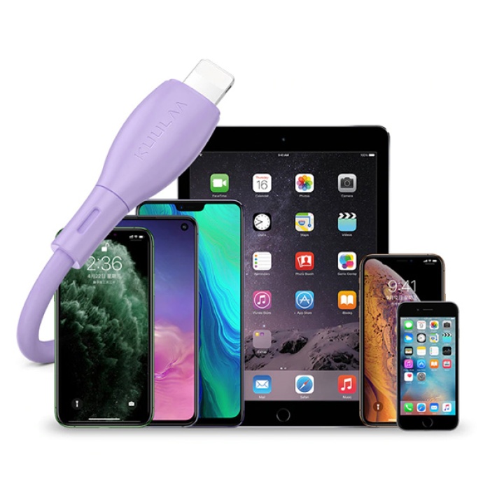 KUULAA Liquid Silicone İPhone 12-11 XS XR 8-7 Şarj Kablosu 2.4A 1metre