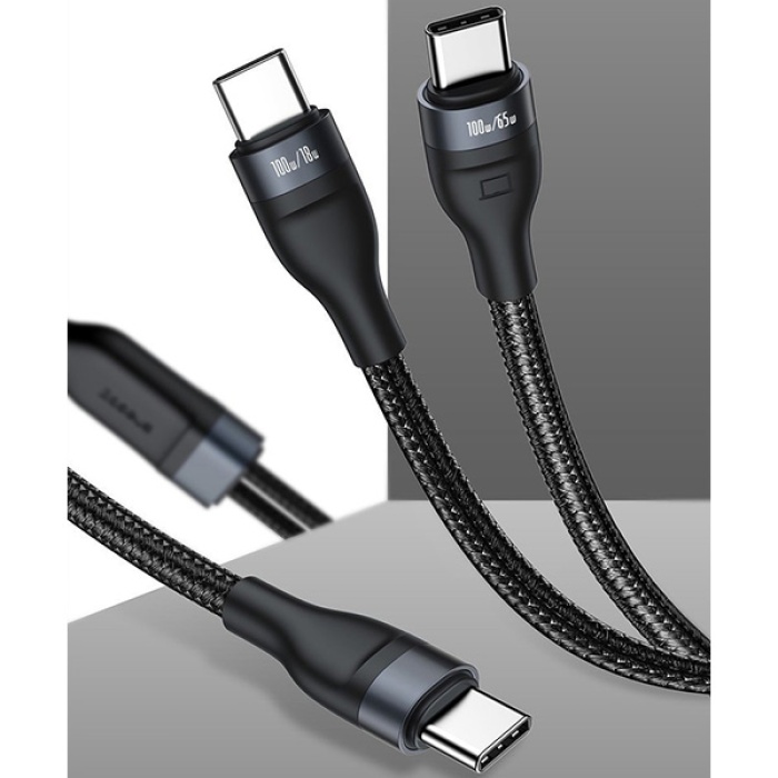 Baseus Flash Series 2in1 100W Hızlı Şarj Usb  Type-C to C+C Şarj Kablosu