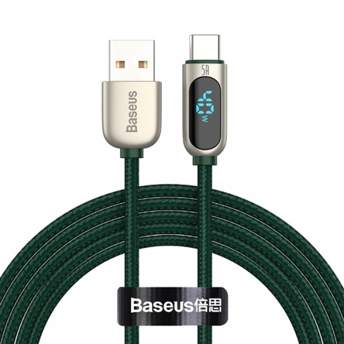 BASEUS Dijital Ekranlı Hızlı Şarj Kablosu USB TO TYPE-C 5A 2M