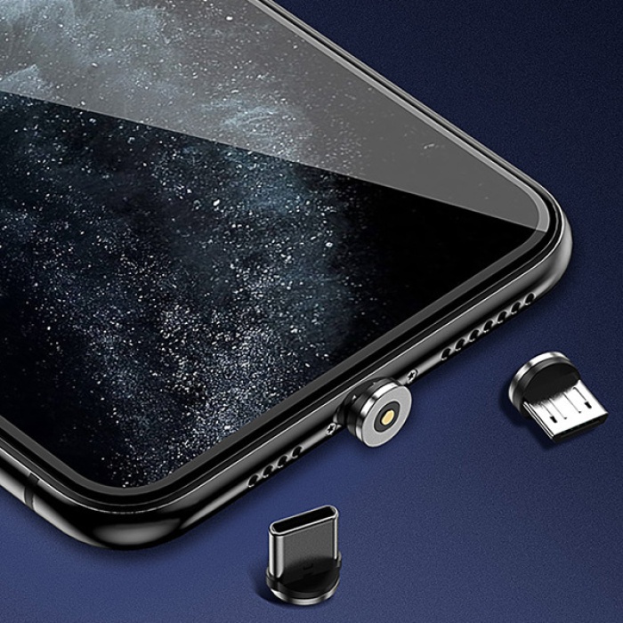 Floveme 540 Dönebilen Mıknatıslı Usb Şarj Kablosu 3 Başlık（iPhone+Type-C+Micro 1M