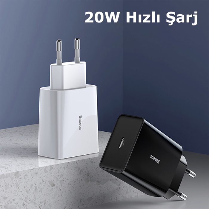 Baseus Speed Mini Quick Charger 20W Şarj Başlık Type-C Hızlı Şarj Adaptörü