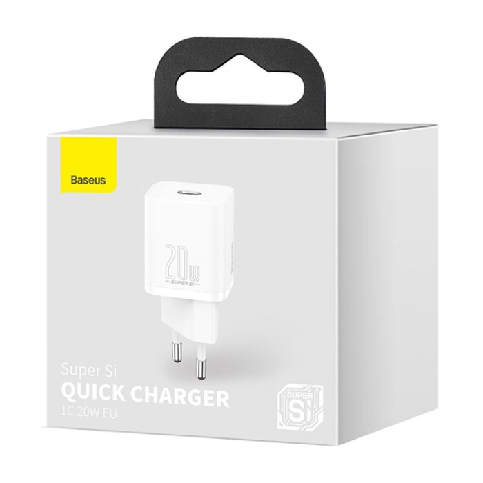 Baseus Super Si 20W PD Type-C Hızlı Şarj Adaptörü 20W İPhone 14-13- 12-11 Hızlı Şarj