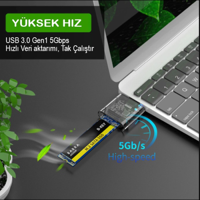 M.2 Sata USB 3.0 Gen1 SSD 5Gbps Yüksek Hızlı SSD Harddisk Kutusu