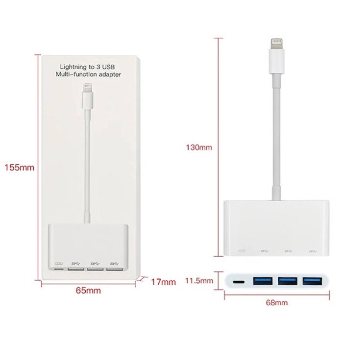 ALLY NK-1032  İPhone Lightning To 3x USB Port Çevirici Adaptör