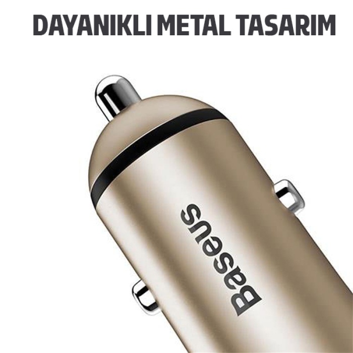 Baseus Trumpet Serisi 3.1A Çift Usb Girişli Metal Araç Şarjı