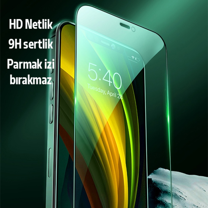 İPhone 12 Mini 5.4 Anti -Blue Green Light Göz Korumalı Tempered Full Ekran Koruyucu