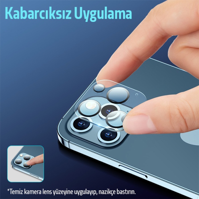 İPhone 12 Pro Max 3D Full Tempered Glass Cam Kamera Koruyucu