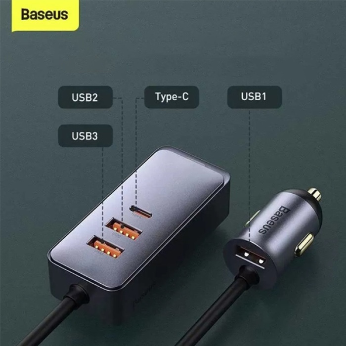 Baseus Share Together PPS 120W 4 Portlu (3 USB+1 Type-C) Hızlı Araç Şarjı 1.5m