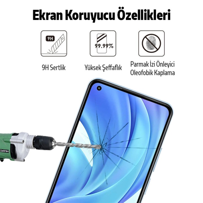 Xiaomi Mi 11 Lite Full Glue Full Kaplama Tempered Cam Ekran Koruyucu