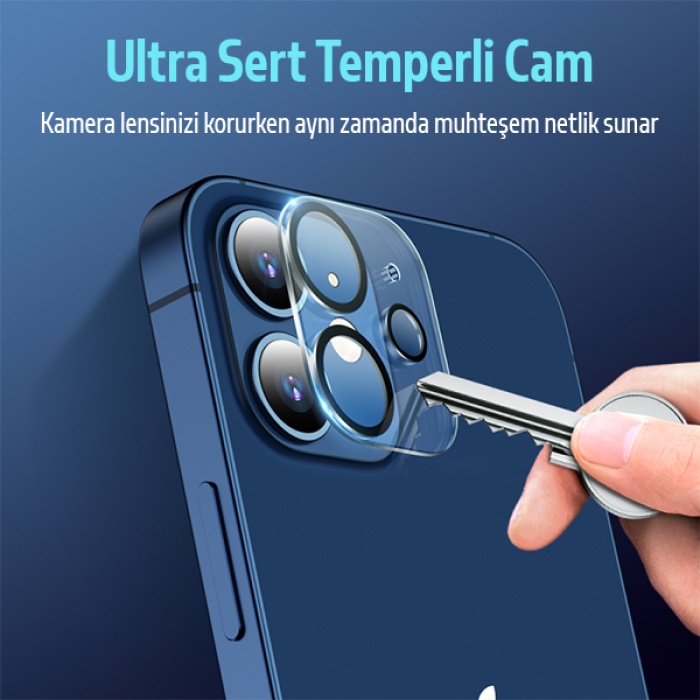 İPhone 12 Mini 3D Full Tempered Glass Cam Kamera Koruyucu