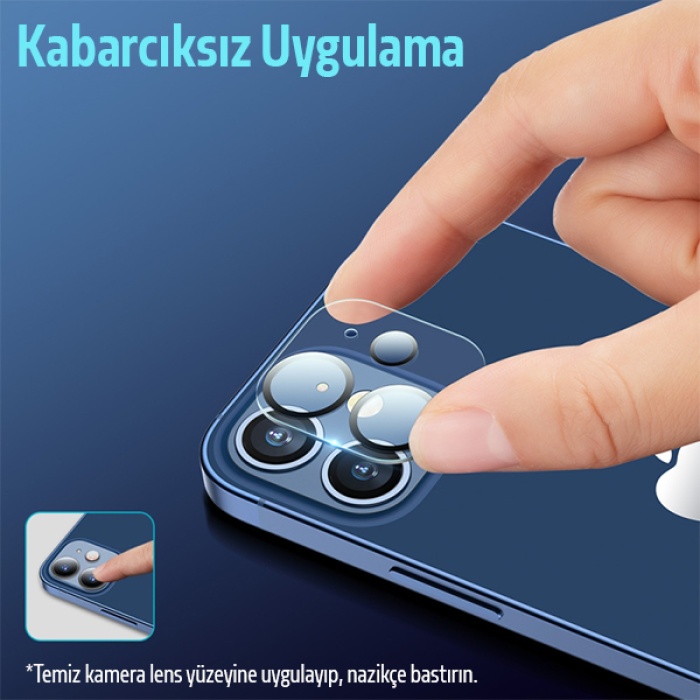 İPhone 12 Mini 3D Full Tempered Glass Cam Kamera Koruyucu