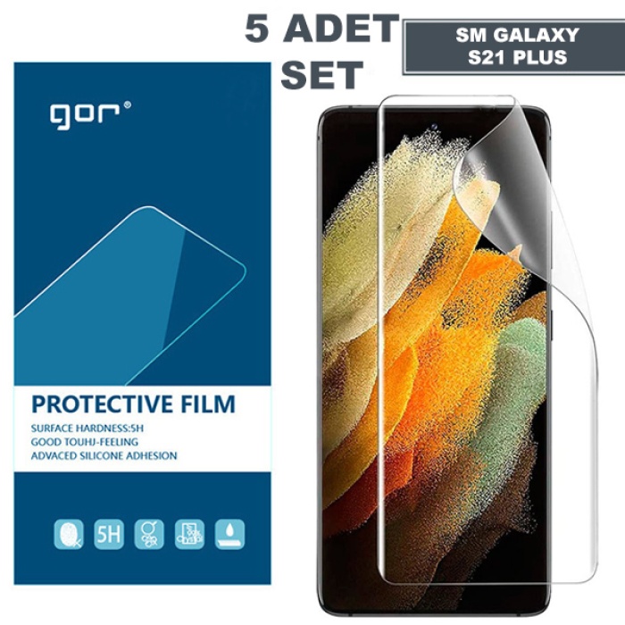 GOR SM Galaxy S21+Plus HD Darbe Emici Ekran Koruyucu Jelatin 5 Adet Set