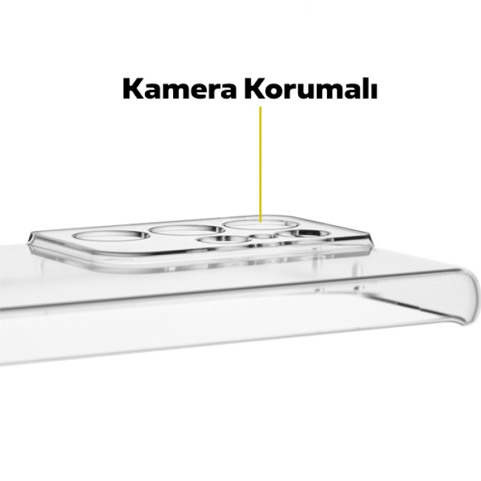 GOR Samsung Galaxy S21 Ultra Kılıf Kamera Korumalı Şeffaf Silikon Kılıf