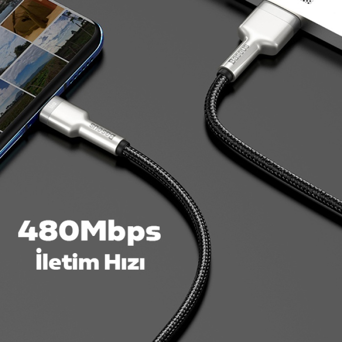 Baseus Cafule 66W Metal USB to Type-C Hızlı Şarj Kablosu 200cm