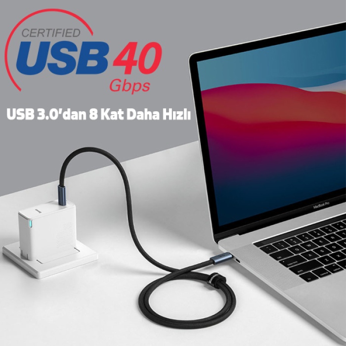 Baseus Flash Series USB4 Full 100W 40Gbps Type-C to Type-C Hızlı Şarj Kablosu