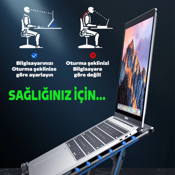 Ayarlanabilir Taban Çift Fanlı Tablet ve Laptop Soğutucu Stand