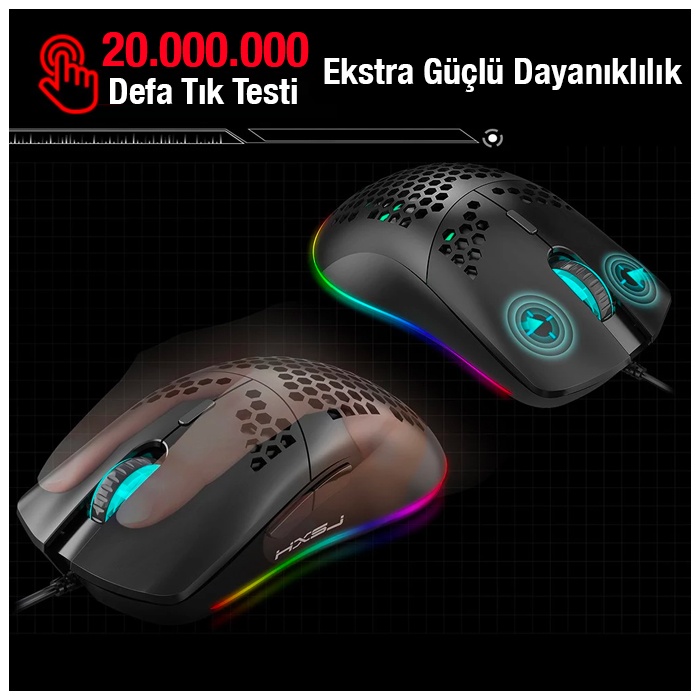 HXSJ J900 USB Kablolu RGB Dpi Oyuncu Mouse Gaming Mouse