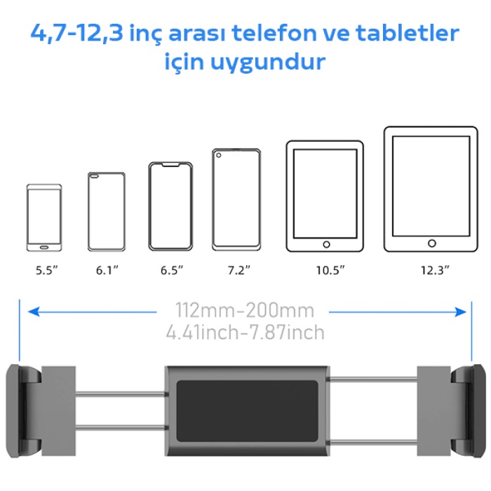 Universal Arka Koltuk 4.7- 12.3 İnch Kadar Tablet Telefon Tutucu