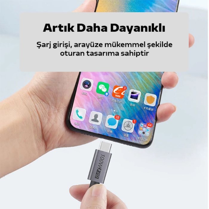 ALLY USB Type-C PD3.1 Gen2 100W(20V-5A) Hızlı Veri Şarj Kablosu QC4.0 3.0 1metre