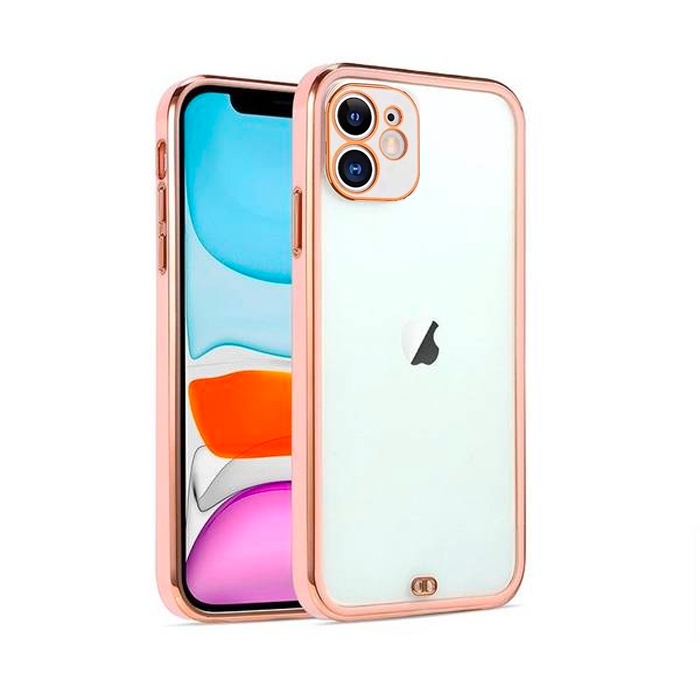 iPhone 11 6.1inç Gold Çerçeve Kamera Korumalı Silikon Bumper Kılıf