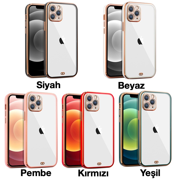 iPhone 11 Pro Max 6.5inç Gold Çerçeve Kamera Korumalı Bumper Kılıf