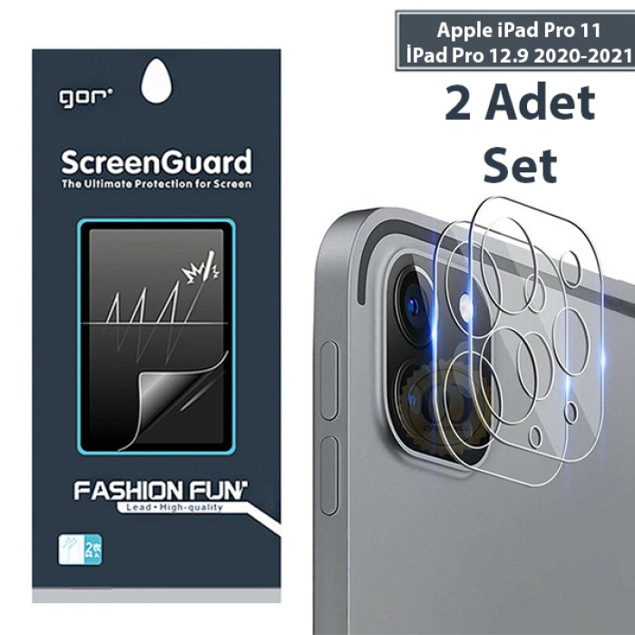 GOR iPad Pro 11 İPad Pro 12.9 2020-2021 3D Cam Kamera Koruyucu 2 SET