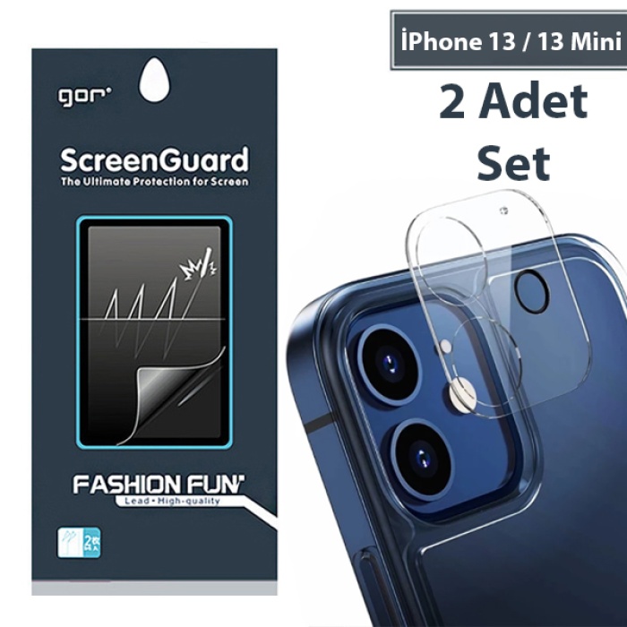 GOR İPhone 13 -13 Mini Best Full Tempered Cam Kamera Koruyucu 2Adet Set