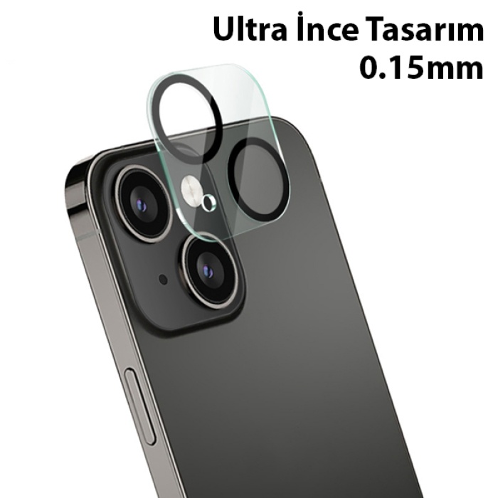 İPhone 13-13 Mini 3D Full Tempered Glass Cam Kamera Koruyucu