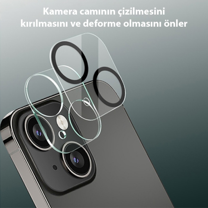 İPhone 13-13 Mini 3D Full Tempered Glass Cam Kamera Koruyucu