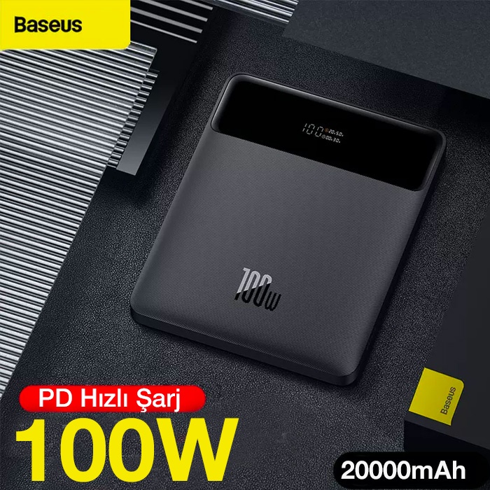 Baseus 100W PD 20000mAh Dijital Göstergeli Hızlı Şarj Powerbank Laptop Powerbank