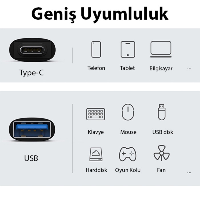 Baseus Type-C to USB 3.1  Dönüştürücü Adaptör Mini OTG Ingenuity Series