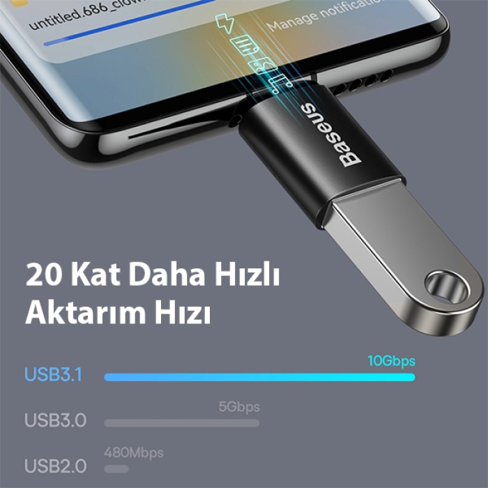 Baseus Type-C to USB 3.1  Dönüştürücü Adaptör Mini OTG Ingenuity Series