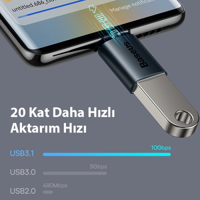 Baseus Type-C to USB 3.1  Dönüştürücü Adaptör Mini OTG Ingenuity Series