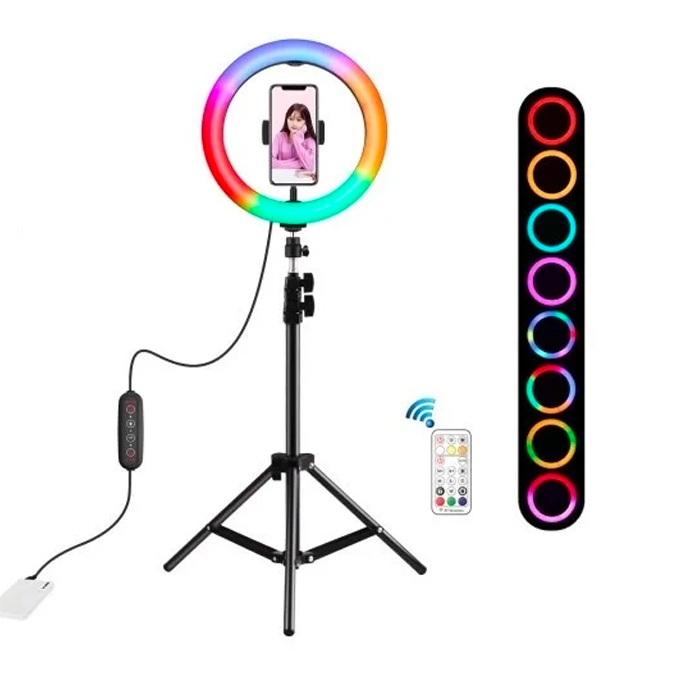 PULUZ 10.2inç Renkli Ring Light ve 110cm Tripod Youtuber Selfie Işık Seti