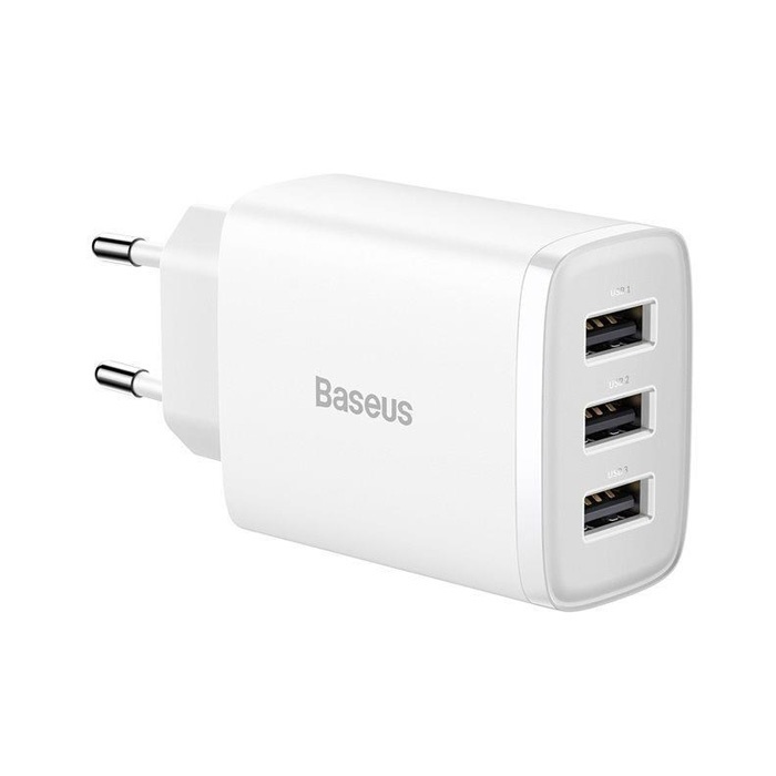 Baseus Kompakt 3 USB Portlu 17W Hızlı Şarj Başlığı Adaptörü