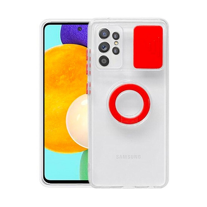 SM Galaxy S21 Ultra S30 Ultra Kılıf Sürgülü Kamera Lens Korumalı Yüzük Standlı Silikon Kılıf