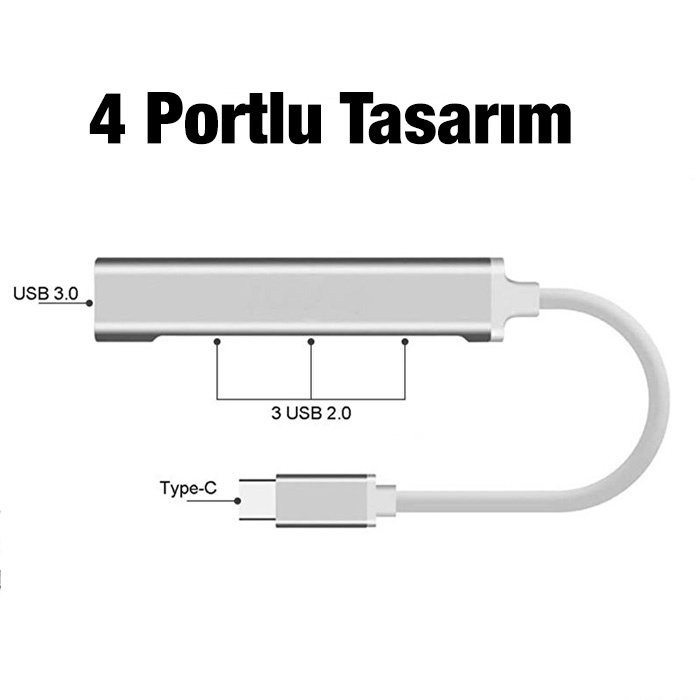 Ally C-809 4in1 Type-C to USB Hub Adaptör Çevirici Dönüştürücü Çoğaltıcı