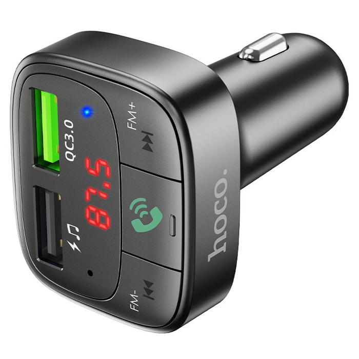 HOCO E59 Dijital Göstergeli Kablosuz Araç içi FM Transmitter + USB Hızlı Şarj Aleti