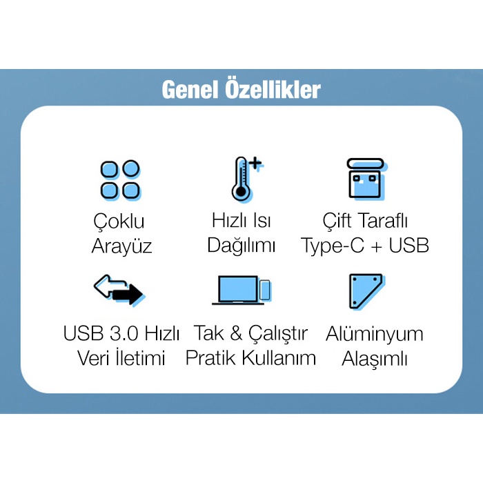 Universal A-807 5in1 Type-C + USB Girişli USB 3.0 Çoğaltıcı Hub Adaptör