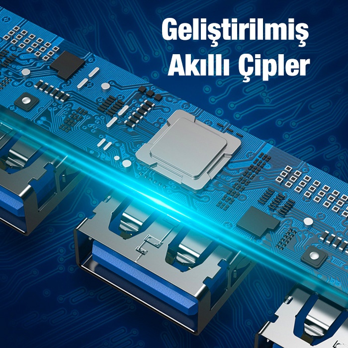 Universal A-807 5in1 Type-C + USB Girişli USB 3.0 Çoğaltıcı Hub Adaptör