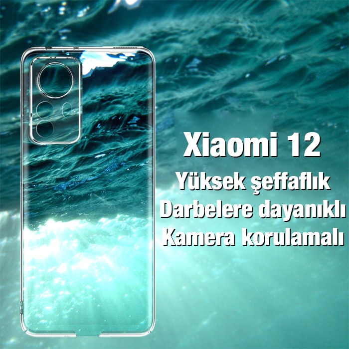 Xiaomi 12 Kılıf Kamera Korumalı Ultra İnce Şeffaf Silikon Kılıf