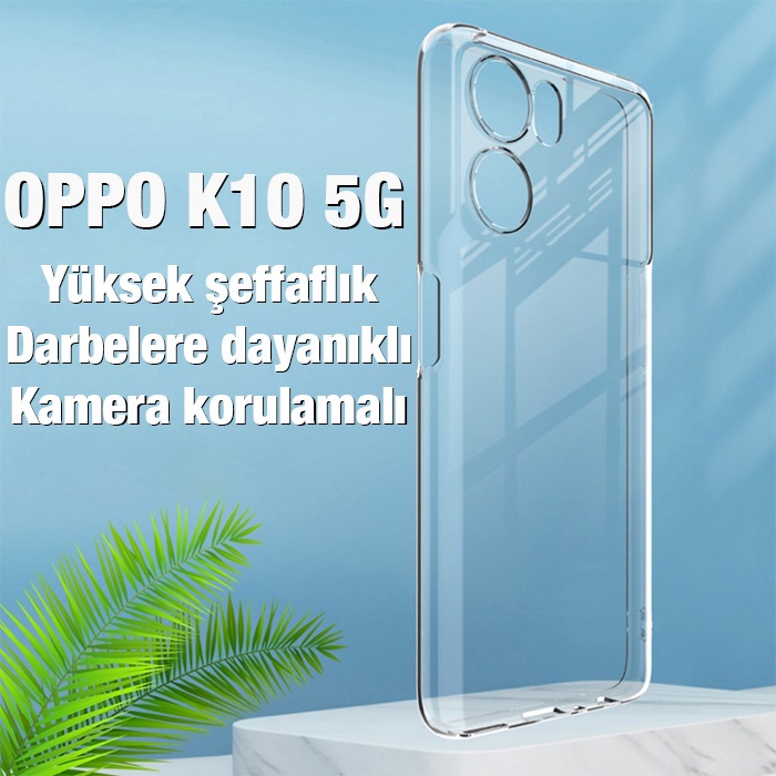 OPPO K10 5G Kılıf Kamera Korumalı Ultra İnce Şeffaf Silikon Kılıf