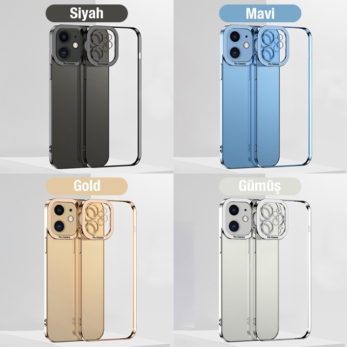 iPhone 12 6.1inç Fashion Series Kılıf Renkli Kenar Lazer Çerçeveli Silikon Kılıf