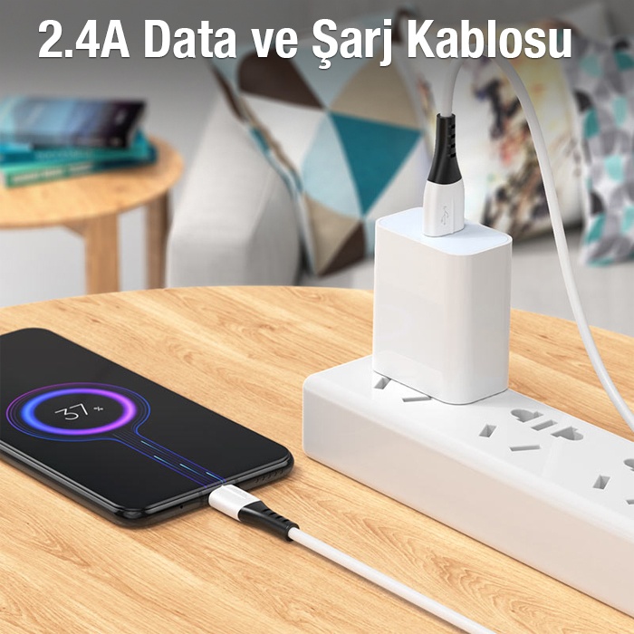 HOCO X82 Micro USB to USB 2.4A Silikon Data ve Şarj Kablosu