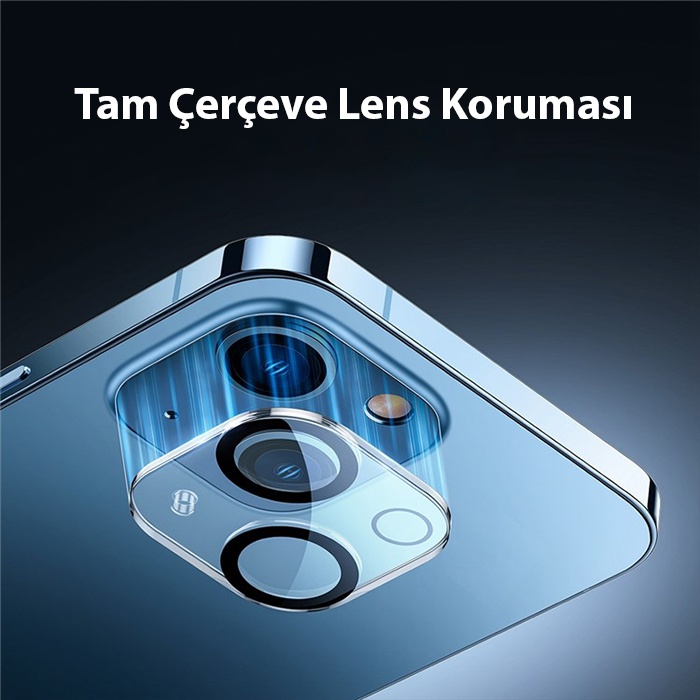 Baseus iPhone 14-14 Plus ile Uyumlu 0.3mm Full Tempered Kamera Lens Koruma Camı 2 Adet Set